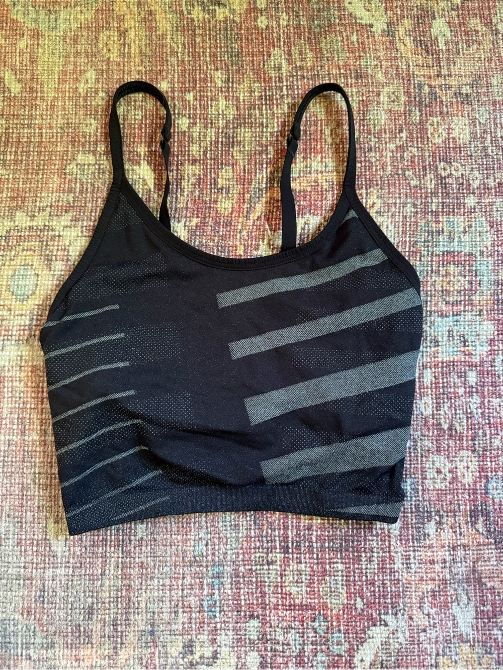 GymShark Apex Limit Cami Tank Black Grey Striped- Small